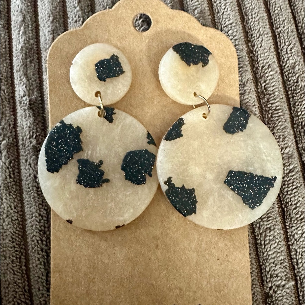 Black and Cream Dangle Earrings